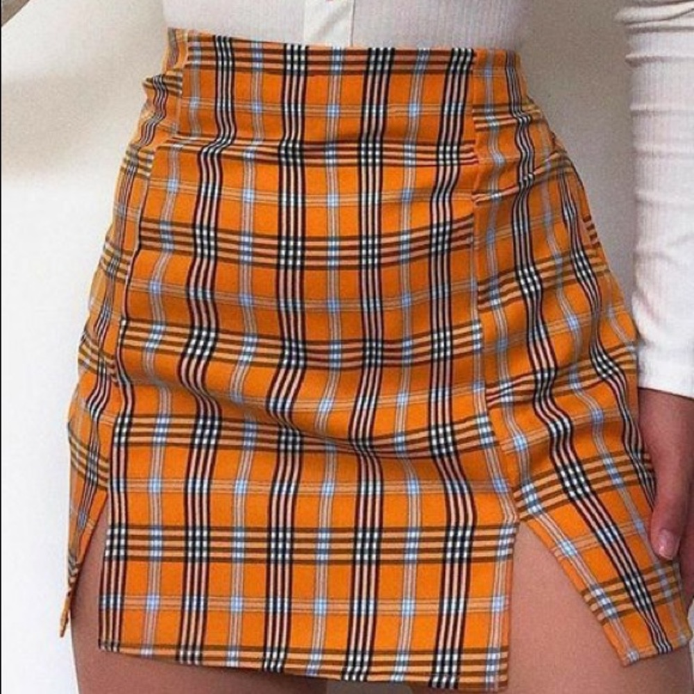 Yellow plaid skirt